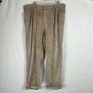 Vtg Academia Corduroy Pants Men 38x28 Wide Wale Tan Cords Pleats READ US Trading